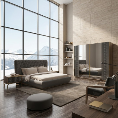 Compleet set dubbel bed Luxe 2x nachtkastjes Ontwerpkast Kledingkast