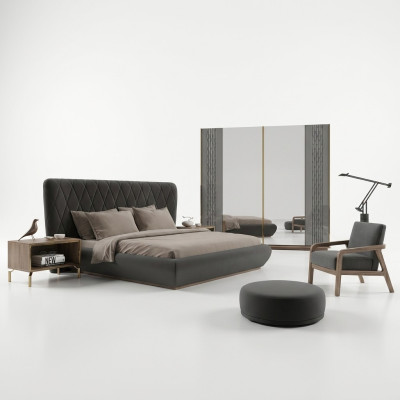 Compleet set dubbel bed Luxe 2x nachtkastjes Ontwerpkast Kledingkast