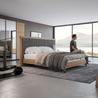 Slaapkamer Set 3-delig Tweepersoons Bed Modern 2x Nachtkastjes Hout Design Compleet