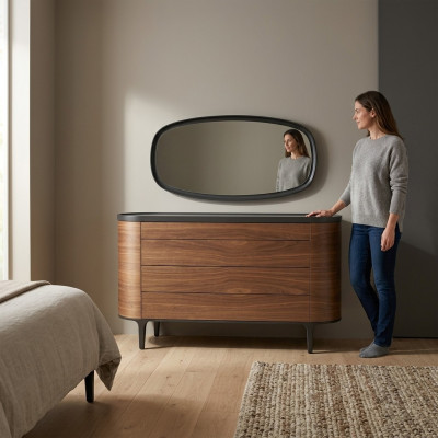 Dressoir met spiegelontwerp Luxe kast Moderne stijl Slaapkamermeubels Nieuw