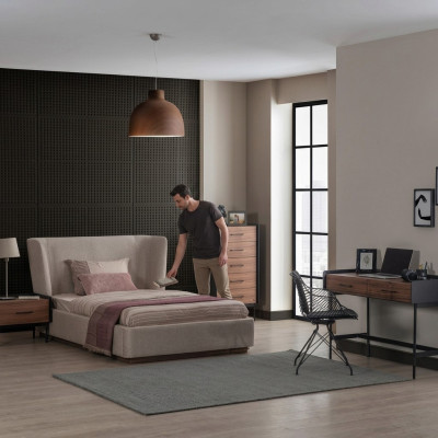 Design Compleet 4-delig Slaapkamer Bed Nachtkastje Modern Commode Nieuw