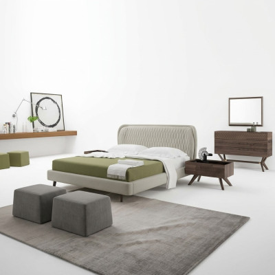 Slaapkamer set 5-delig Luxe tweepersoonsbed 2x nachtkastjes Luxe ladekast met spiegel