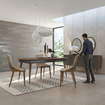 Luxe eetkamerset Eettafel 4x stoelen Luxe dressoir met 2x spiegel Nieuwe set