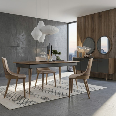 Luxe eetkamerset Eettafel 4x stoelen Luxe dressoir met 2x spiegel Nieuwe set
