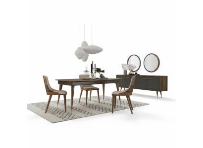 Luxe eetkamerset Eettafel 4x stoelen Luxe dressoir met 2x spiegel Nieuwe set