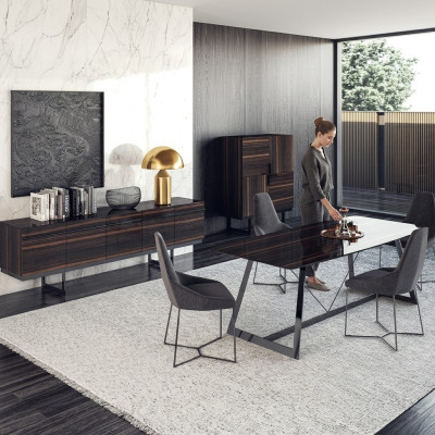 Eetkamerset 7-delig Luxe eettafel 4x stoelen Design commode Sideboard Nieuw