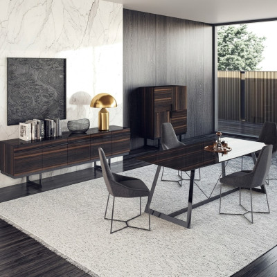 Eetkamerset 7-delig Luxe eettafel 4x stoelen Design commode Sideboard Nieuw