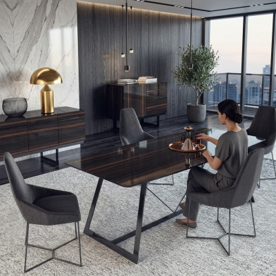 Luxe eettafel 4x stoelen eetkamer complete set Nieuw Meubels Modern Design 5-delig