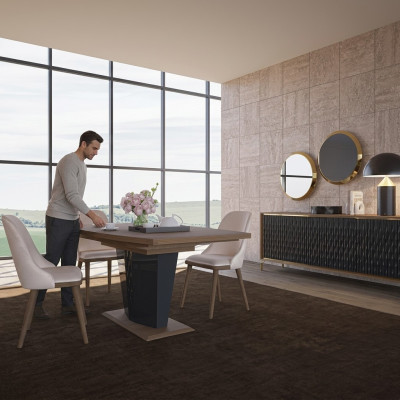Eettafel Eetkamerset 8-delig Eetgroep Modern Dressoir Set nieuw 4 stoelen