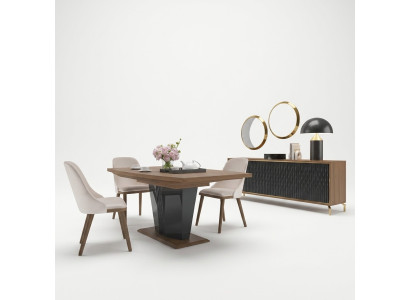 Eettafel Eetkamerset 8-delig Eetgroep Modern Dressoir Set nieuw 4 stoelen