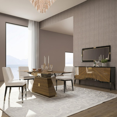 Luxe Moderne Meubels Eetkamer Eettafel Ontwerp 4x Stoelen Eethoek Dressoir