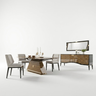 Luxe Moderne Meubels Eetkamer Eettafel Ontwerp 4x Stoelen Eethoek Dressoir