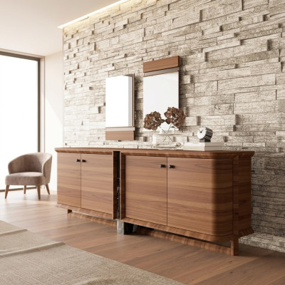 Luxe compleet dressoir met 2 spiegels Ontwerp houten kast Eetkamermeubelen