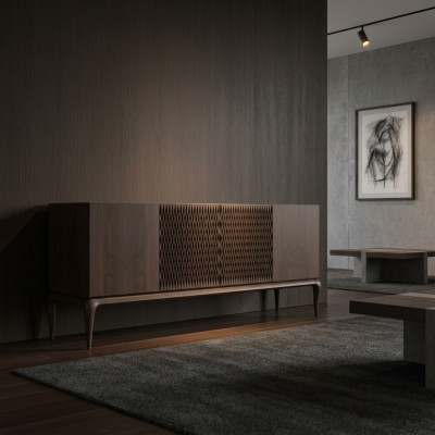 Eetkamer dressoir luxe inrichting modern design houten kast nieuw meubilair