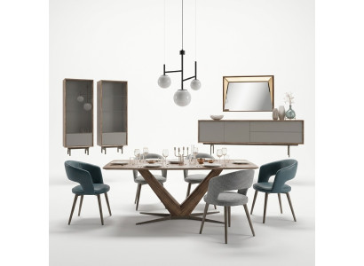 Eetkamer set 9-delig Eettafel Compleet Stoelen 4x Hout Dressoir Nieuw Houten kast