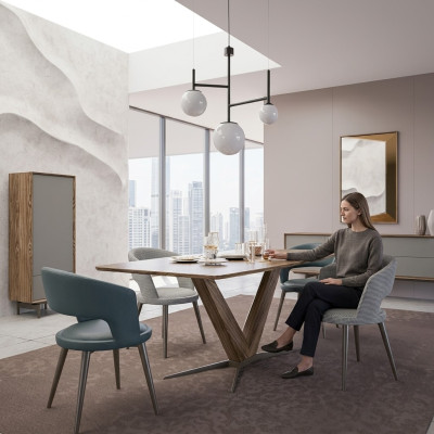 Eetkamer compleet 8-delig stoelenset Nieuwe eettafel Sideboard Designvitrine