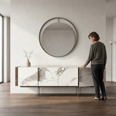 Luxe eetkamer modern dressoir met spiegeldesign inrichting nieuw