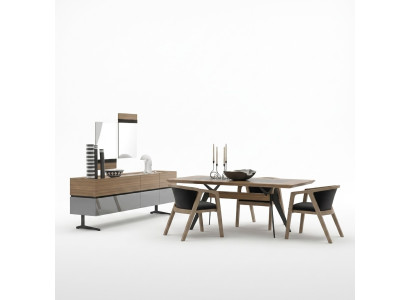 Luxe eetkamerset 8-delig eettafel Compleet stoelen dressoir met 2x spiegel Nieuw