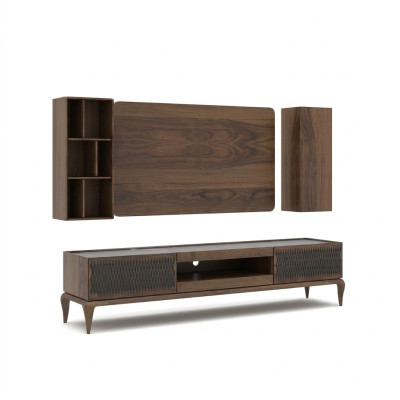 Houten meubel woonkamerset 4-delig tv-standaard boekenplanken woonkamer tv-frame nieuw