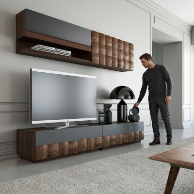 Woonkamer Compleet 4-delig tv-meubel woonwand houten meubels wandplank wandkast