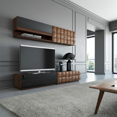 Woonkamer Compleet 4-delig tv-meubel woonwand houten meubels wandplank wandkast