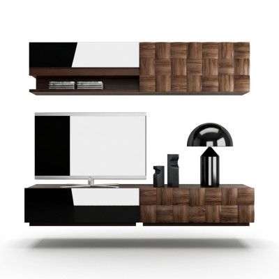 Woonkamer Compleet 4-delig tv-meubel woonwand houten meubels wandplank wandkast