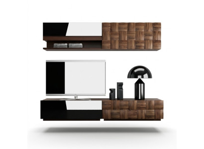 Woonkamer Compleet 4-delig tv-meubel woonwand houten meubels wandplank wandkast