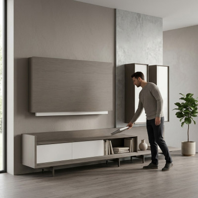 Woonwand TV-standaard TV-frame Inrichting 2x muurkast Design Modern Meubilair