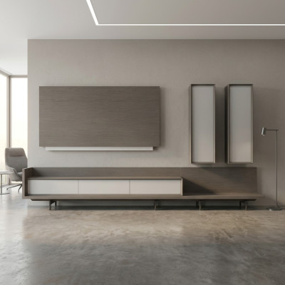 Woonwand TV-standaard TV-frame Inrichting 2x muurkast Design Modern Meubilair