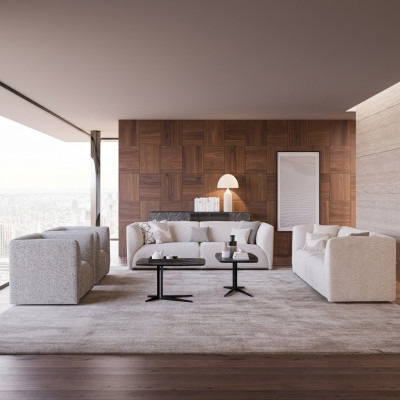 Bankstel Beklede meubelen 2x Driepersoons bank Luxe 2 fauteuils bank 3+3+1+1