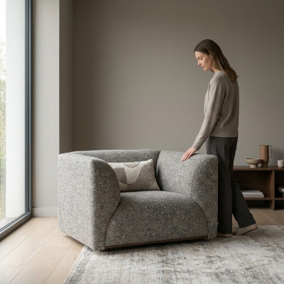 Woonkamer gestoffeerde meubels fauteuil luxe gestoffeerde zitting modern ontwerp inrichting