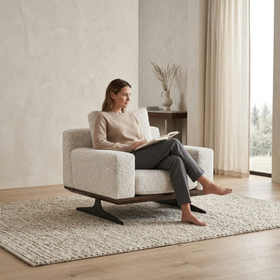 Woonkamer inrichting Luxe textiel Fauteuil Gestoffeerde meubels Modern Designmeubelen