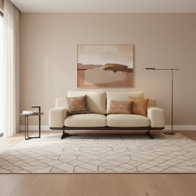 Moderne gestoffeerde bank woonkamer tweezitsbank bankstel textiel designer meubilair