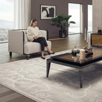 Nieuwe moderne meubels woonkamer fauteuil ontwerper inrichting wit gestoffeerde zitting