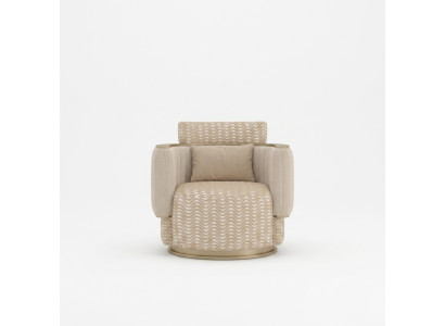 Beige fauteuil woonkamer luxe gestoffeerde meubels design moderne inrichting nieuw.