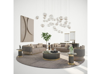 Compleet 3-delige gestoffeerde bank Driepersoons Modern Fauteuil Woonkamer Tweezitsbank