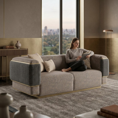 Ontwerp modern grijs tweezits bank bank woonkamer inrichting nieuw