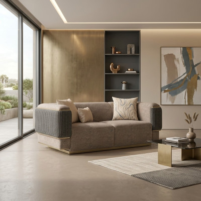 Ontwerp modern grijs tweezits bank bank woonkamer inrichting nieuw