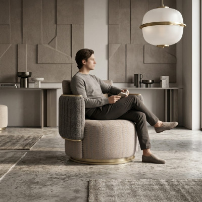 Woonkamerinrichting Grijs Stoel Bekleding Stof Modern Meubilair Nieuw