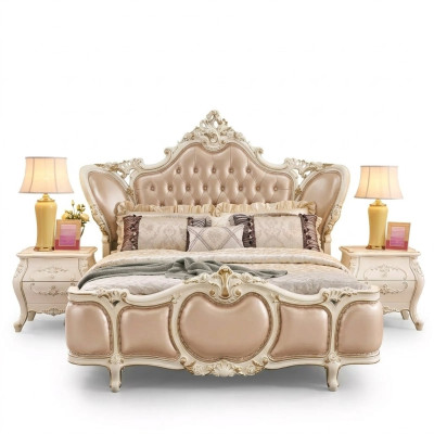 Slaapkamer meubels Bed 2x Nachtkastjes Luxe-set Nieuwe klassieke meubels 3-delig