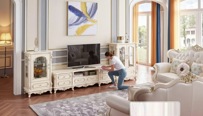 Woonkamer voor set klassieke meubels 3-delig. Binnenruimte voor het appartement.