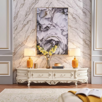 Lowboard in de woonkamer Nieuw voor het interieur klassiek wit meubilair