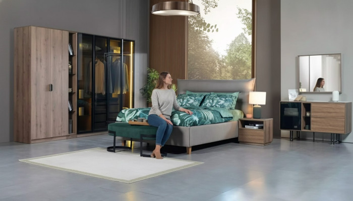 Slaapkamer set Loft Design Bed Kast Bedden Commode Nachtkastje 5-delig