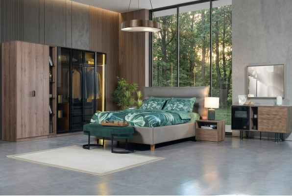 Slaapkamer set Loft Design Bed Kast Bedden Commode Nachtkastje 5-delig