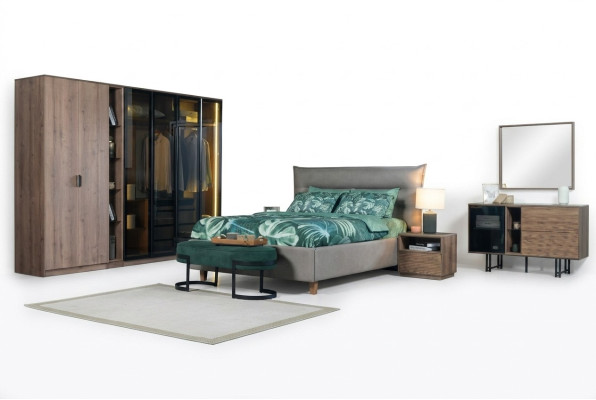 Slaapkamer set Loft Design Bed Kast Bedden Commode Nachtkastje 5-delig