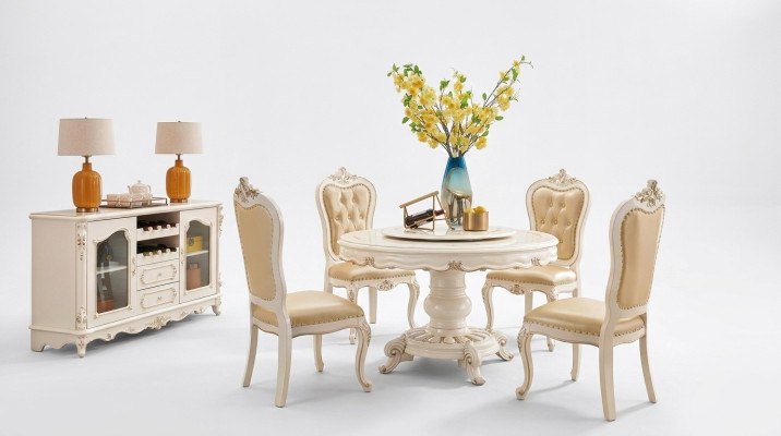 Eetkamerset Ronde eettafel 4 stoelen Chesterfield luxe set
