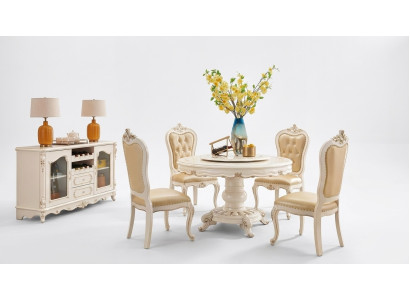 Eetkamerset Ronde eettafel 4 stoelen Chesterfield luxe set