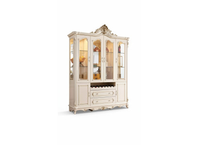 Vitrine Hout klassieke woonkamermeubelen nieuw luxe interieur parelwit