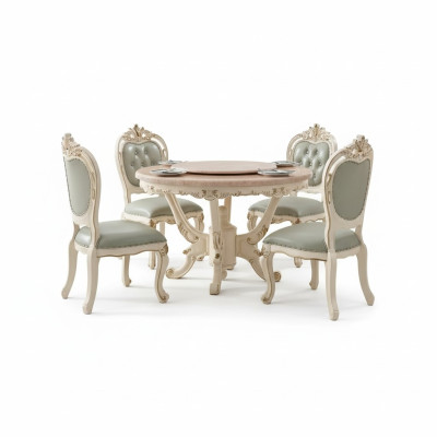 Eetkamerset 7-delig houten klassiek meubilair Eettafel + 6x Stoelen Luxe