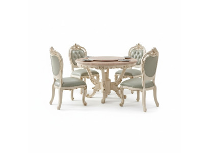 Eetkamerset 7-delig houten klassiek meubilair Eettafel + 6x Stoelen Luxe